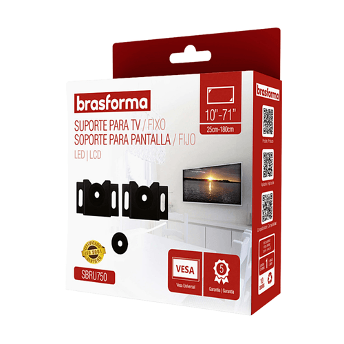 Suporte Para Tv Fixo Universal 10 Pol. a 71 Pol. SBRU750 Brasforma
