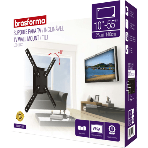 Suporte Para Tv Inclinável 10 Pol. a 55 Pol. SBRP110 Brasforma