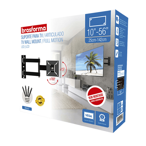 Suporte Para Tv Tri-Articulado Com Braço 10 Pol. a 56 Pol. BRA4.0 Brasforma