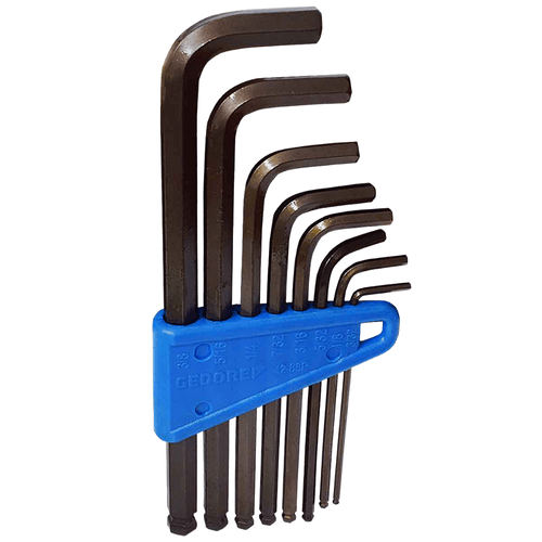 Jogo Chave Allen Abaulada Longa 3/32 a 3/8 Pol. 8 Peças 42KL-88P Gedore