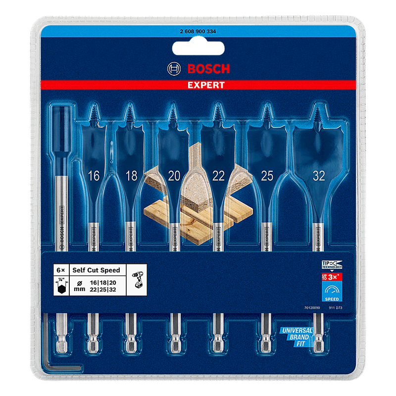 Jogo de Brocas Madeira Self Cut Speed 16-32mm Com 7 Peças Bosch