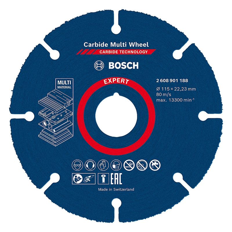 Disco de Esmerilhadeira Para Madeira e Plástico 115 x 22mm Carbide Multiwheel Bosch