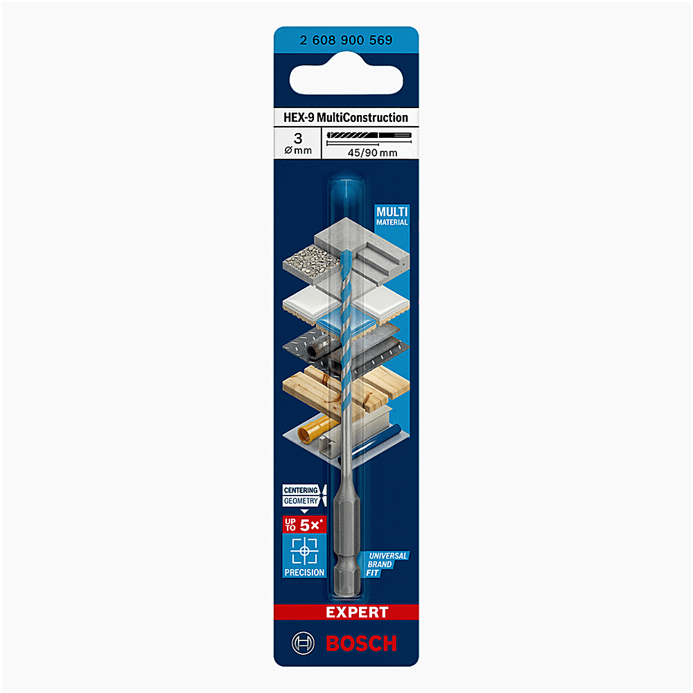 Broca Multiconstruction 3 x 45mm x 90mm HEX-9 Bosch