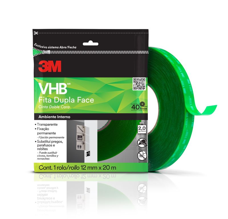 Fita-3M™-VHB™-Dupla-Face-de-Adesivo-Transferivel-4910-Transparente-12mm-x-20m-Embalagem-Flow-Pack