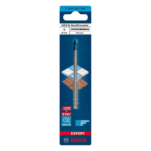 Broca para porcelanato EXPERT HEX-9 Hard Ceramic 5x90mm Bosch