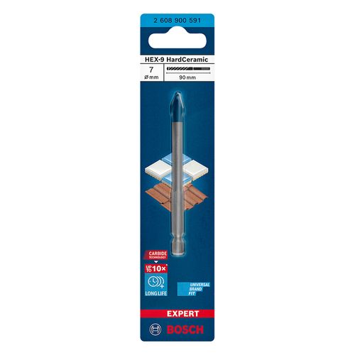 Broca para porcelanato EXPERT HEX-9 Hard Ceramic 7x90mm Bosch