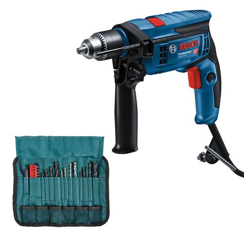 Furadeira de Impacto 1/2" 750W GSB. 13 RE 220V Vv Caixa Papelão + Kit 23 Acessórios 06012B80E3 Bosch