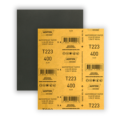 Folha de Lixa Água G400 225 x 275mm T223 Norton