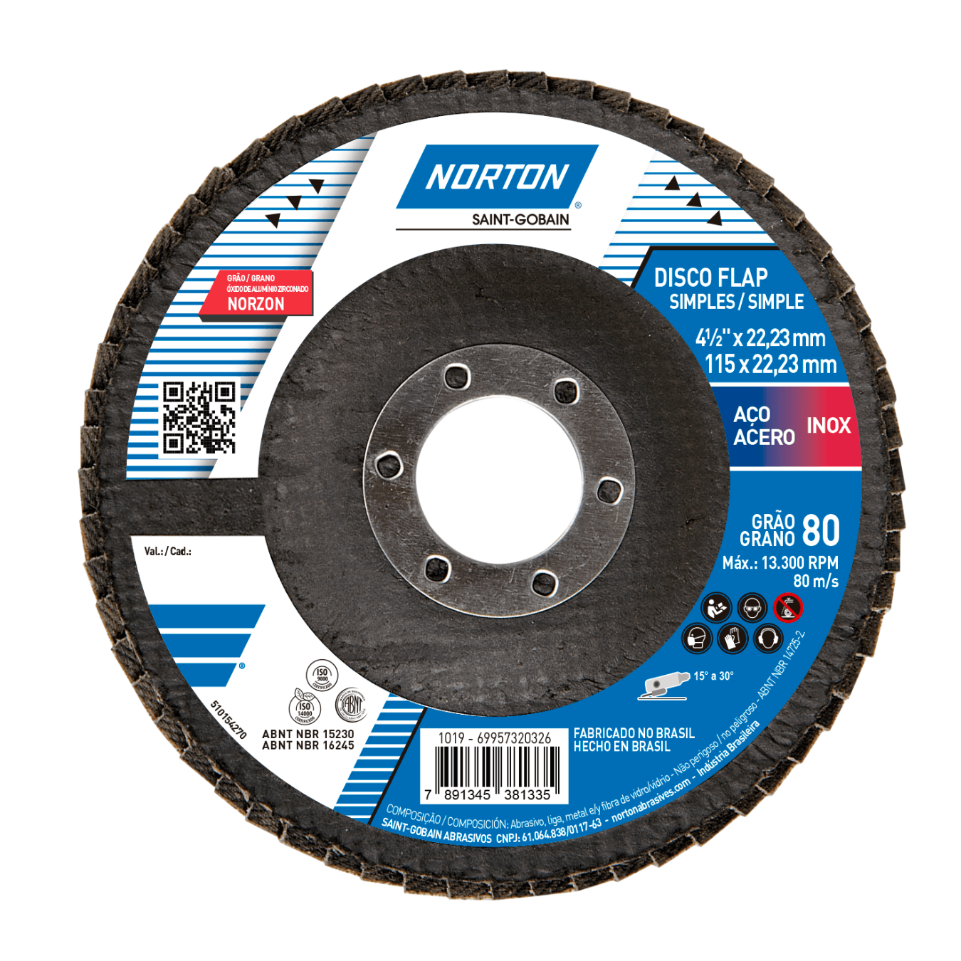 Disco Flap Fibra Original Curvo 115mm G80 R822 Norton