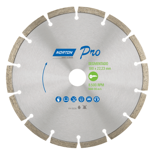Disco Diamantado 180 x 22.23mm Para Corte Segmentado Pro 70184645783 Norton