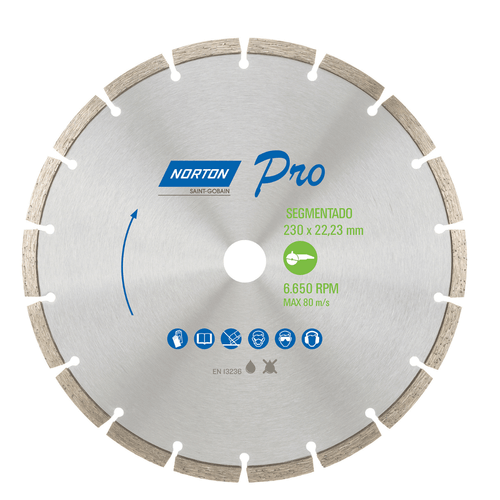 Disco Diamantado 230 x 22.23mm Para Corte Segmentado Pro 70184645810 Norton