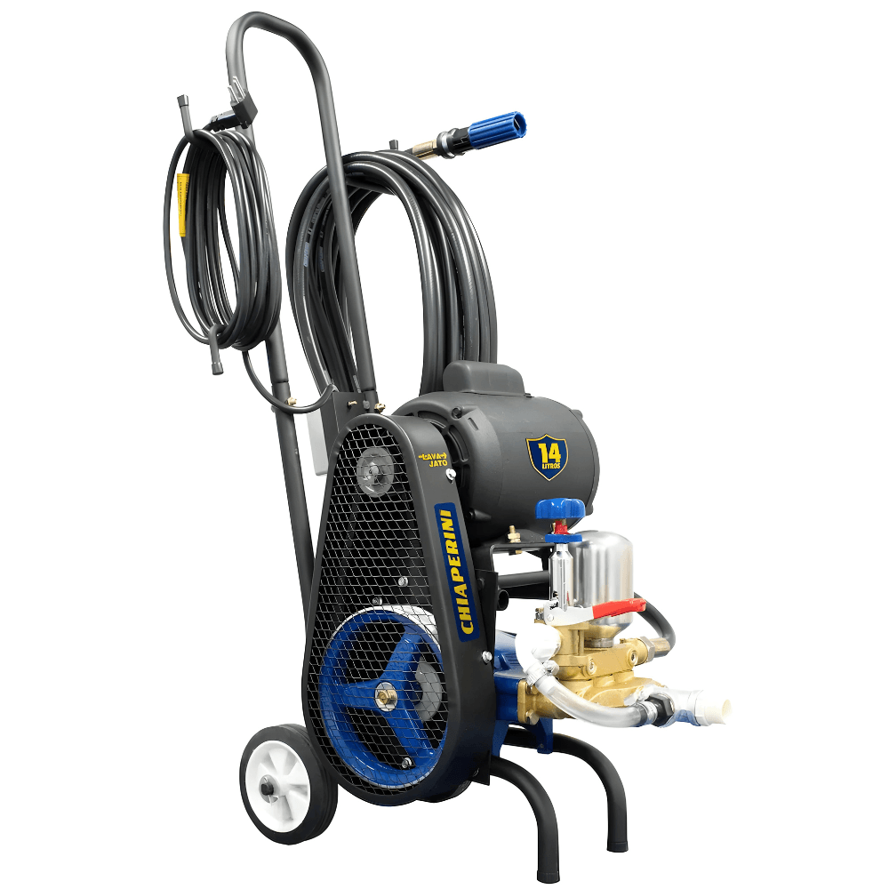 Encontraproduto.com.br - Lavadora Industrial de Alta Pressão Monofasica com Mangueira 3/8 10M e Carrinho 127V 1.0CV LJ 14L Chiaperini