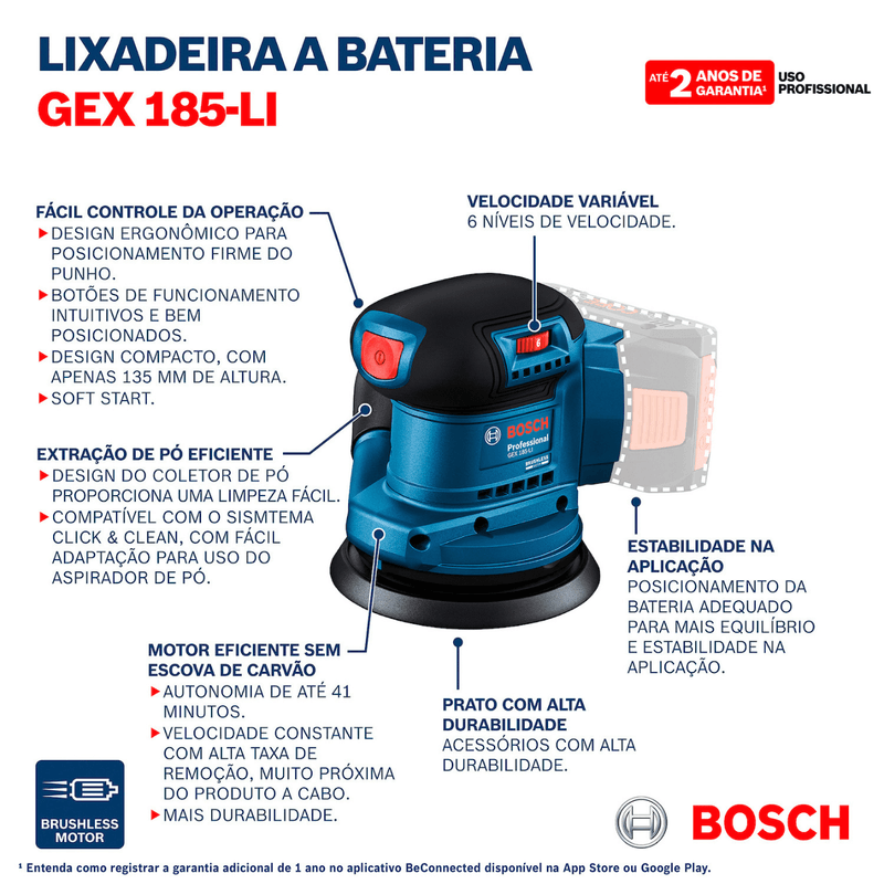 Lixadeira-roto-orbital-a-bateria-18V-SB-Brushless-GEX-185-LI-Bosch