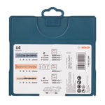 Jogo-Brocas-AlvenariaMetalMadeira-Bosch-Mini-X-Line-15-pecas