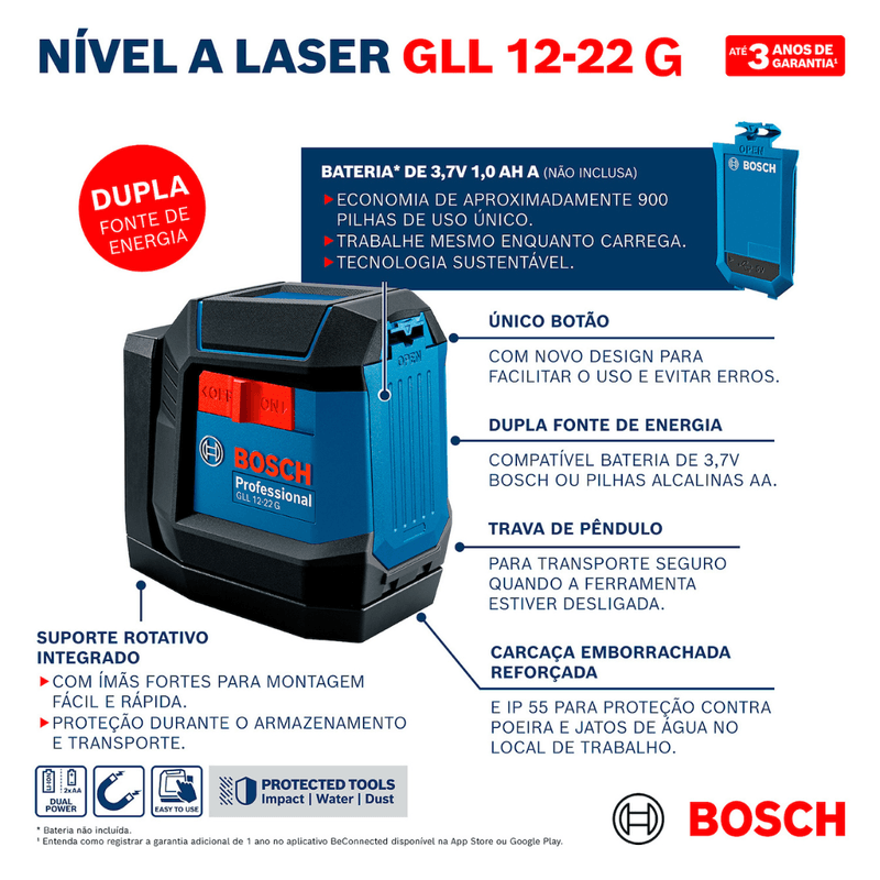 Nivel-a-Laser-Verde-12M-Suporte-Giratorio-GLL-12-22-G-Bosch