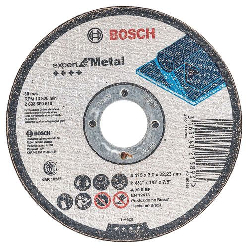 Disco de corte Bosch PRO Metal 115x3,0mm Reto
