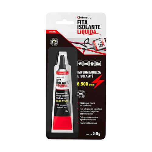 Fita Isolante Líquida Quimatic (preta) Bisnaga 50 g Tapmatic
