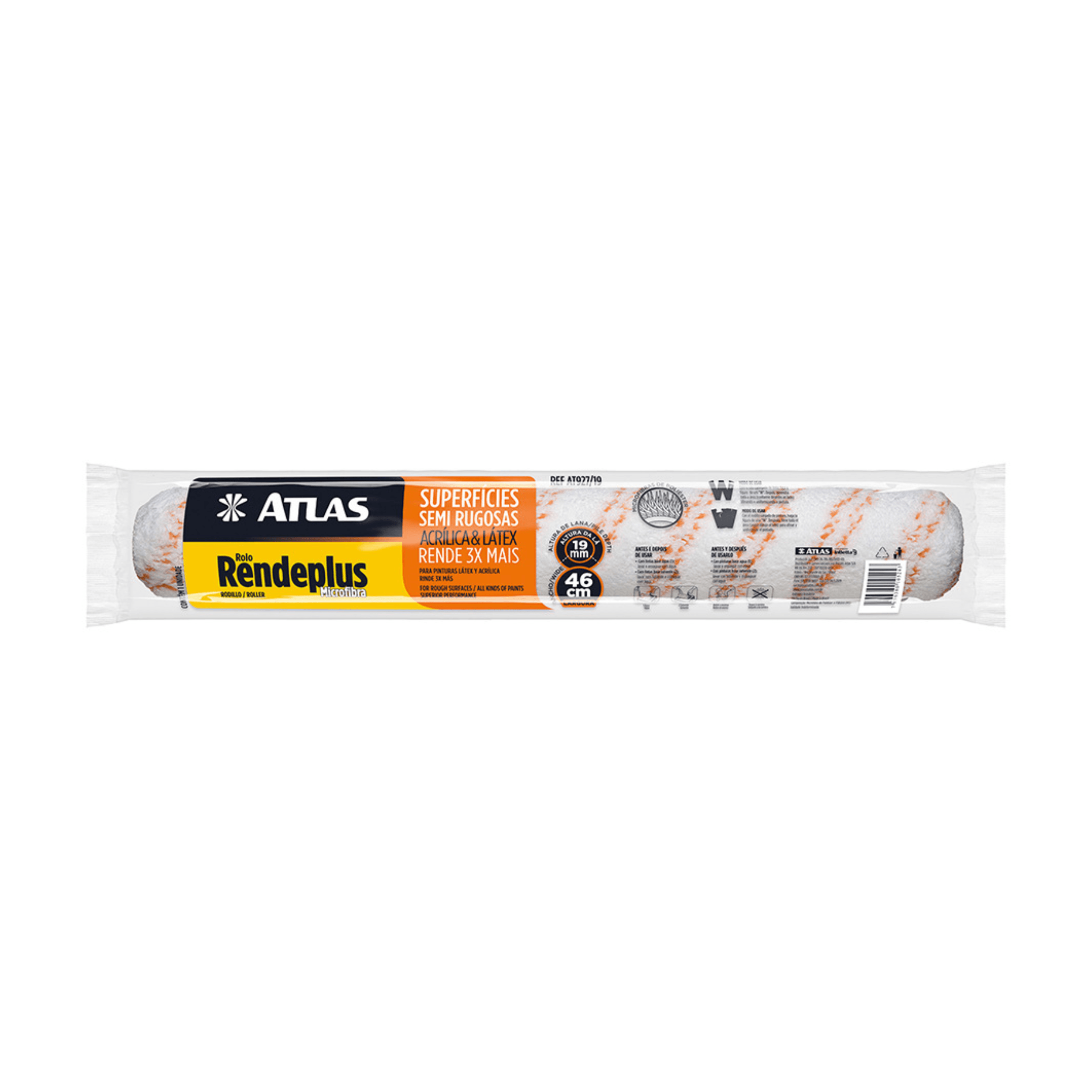 Rolo Para Pintura De Lã Sintética Duplo 46CM AT927/19 Atlas