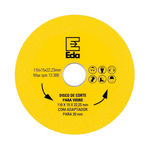 Disco De Corte Para Vidro Com Adaptador 110MM X 22.23 0TT EDA