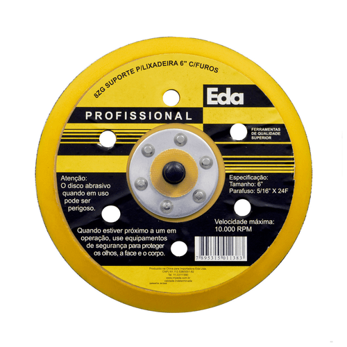 Suporte Para Lixa Com 6 Furos 6" 8ZG EDA