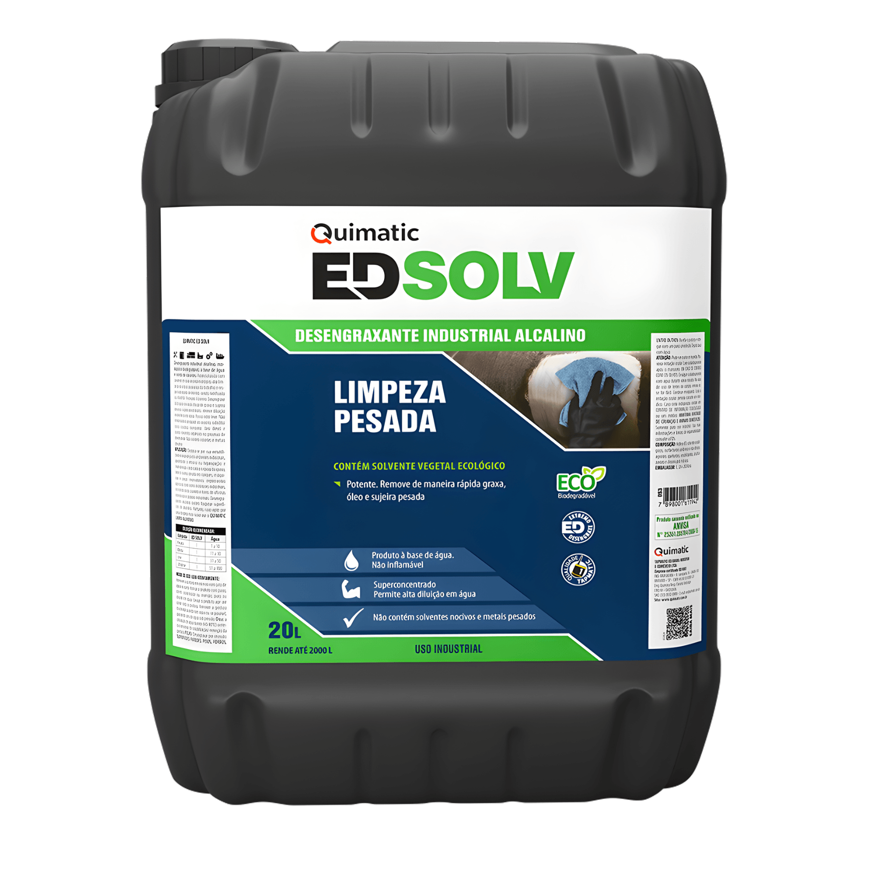 QUIMATIC ED SOLV - Desengraxante Industrial Biodegradavel - 20 L - Quimatic