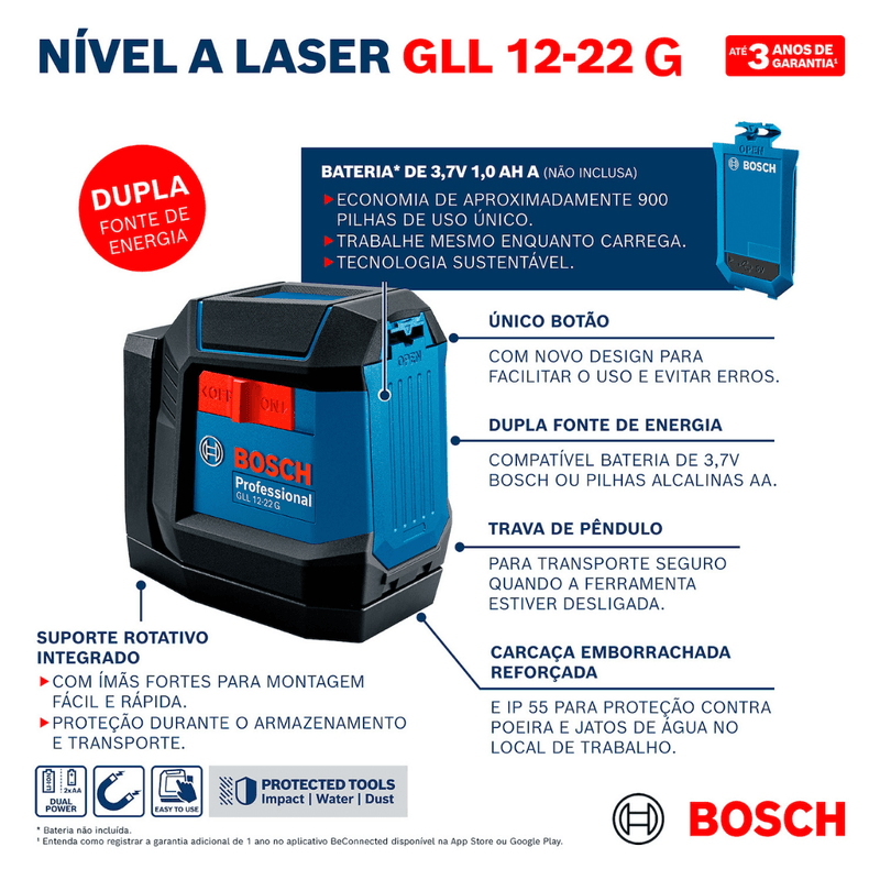 NivelaLaserVerde12MSuporteGiratorioGLL1222GBosch